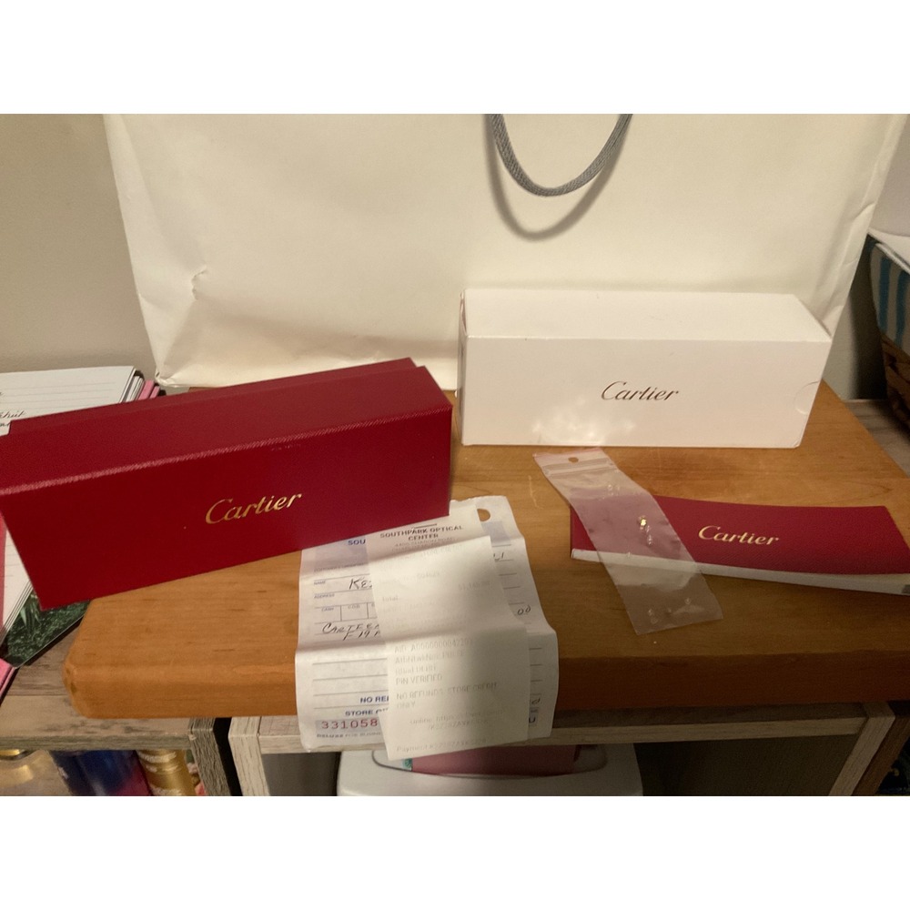 Cartier Sunglasses Empty Box Set Red Hard Case Outer Box Receipt Care Booklet